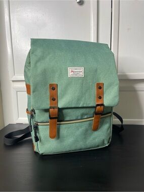 Modoker Vintage 15" Laptop Unisex College Backpack with USB Charging Port Green